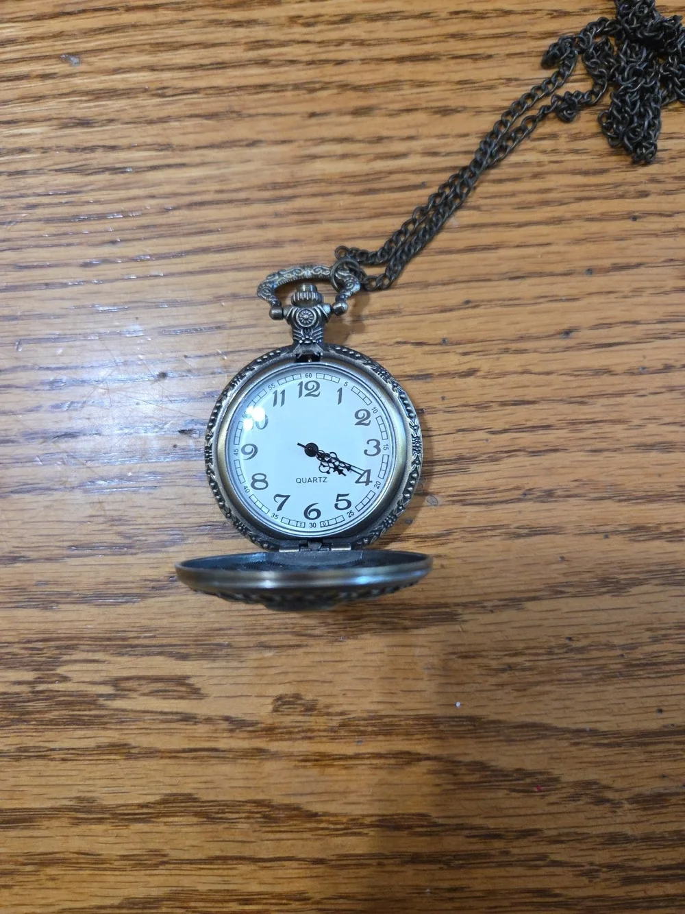 2nd Amendment Skull Pocket Watch Necklace - Silver-Tone Men’s Pendant